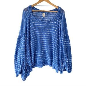 We The Free Blue Oversized Cotton Knit Sweater S